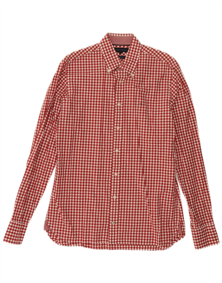 Camicia da uomo Regular Fit Tommy Hilfiger piccola in cotone a quadretti rossi