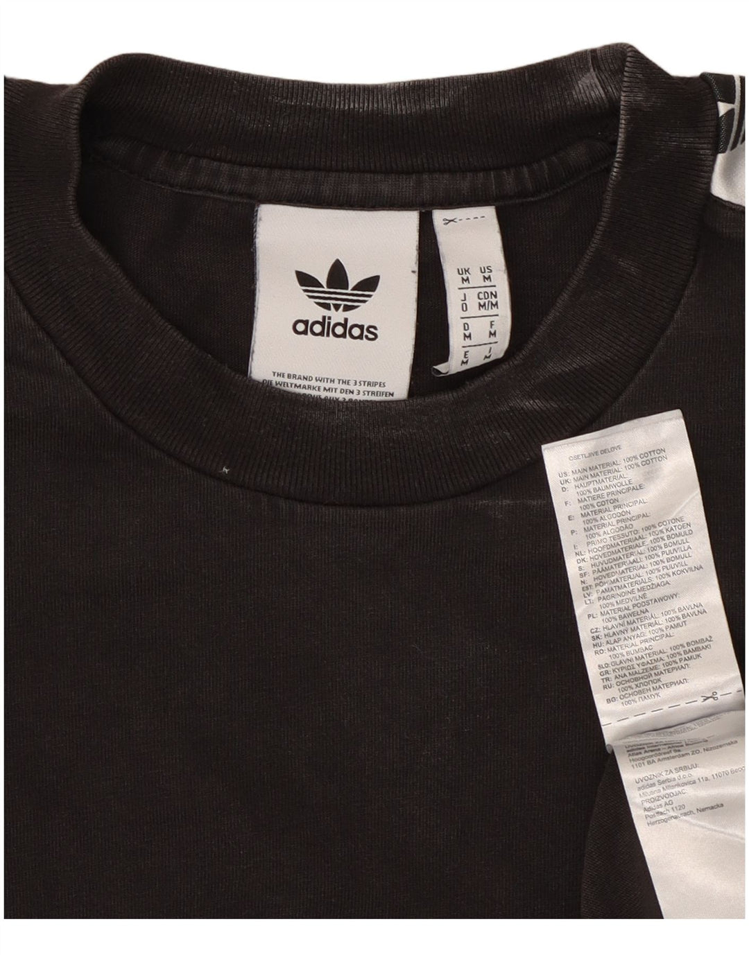 T-shirt grafica da uomo Adidas Top in cotone color block medio nero