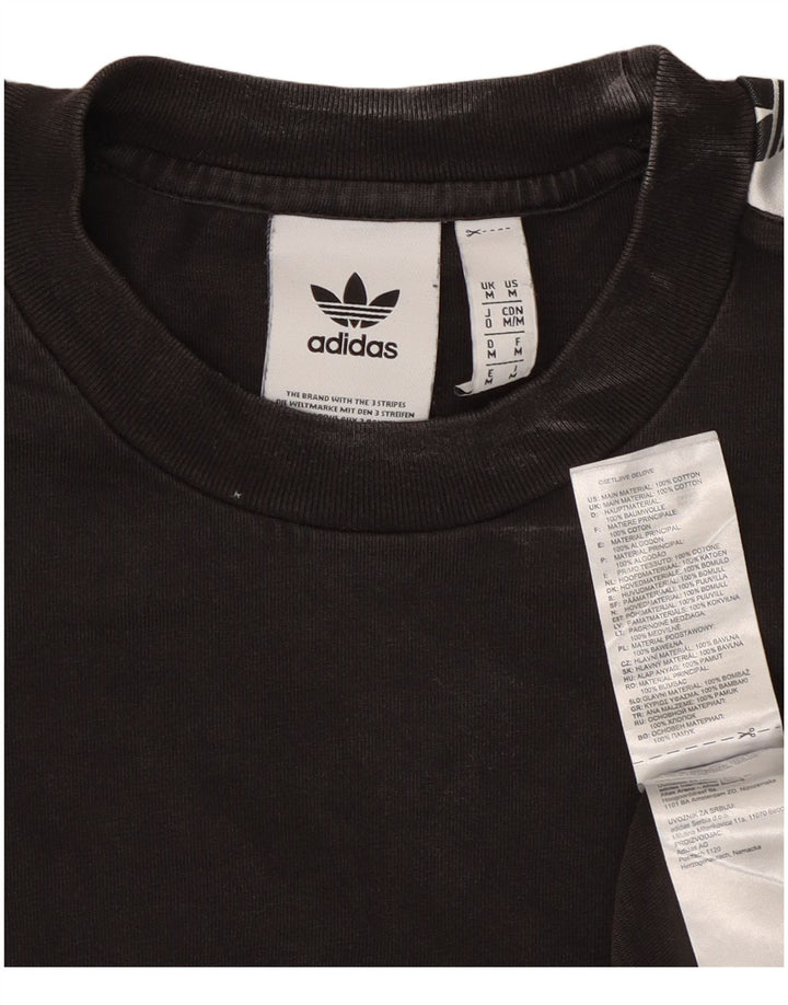 T-shirt grafica da uomo Adidas Top in cotone color block medio nero