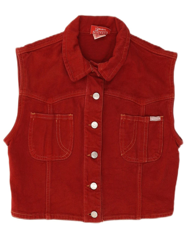 Gilet corto in denim da donna Stefanel UK 14 grande bordeaux