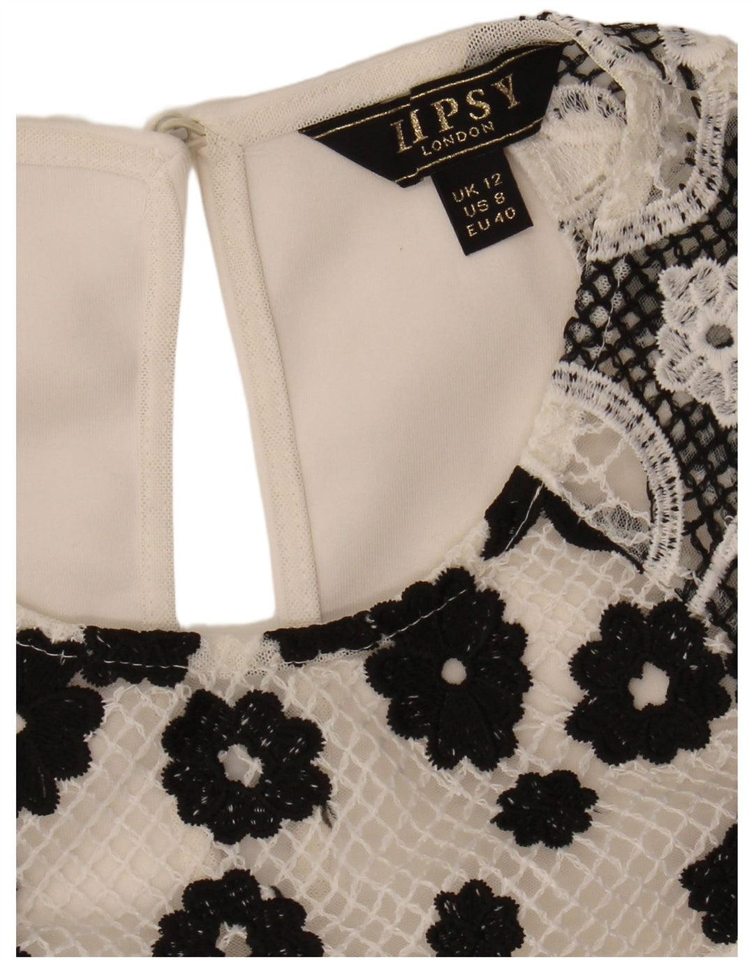 LIPSY Womens Crop Blouse Top UK 12 Medium  White Floral