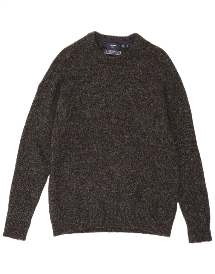 Maglione maglione girocollo da uomo Superdry in lana screziata grigio medio