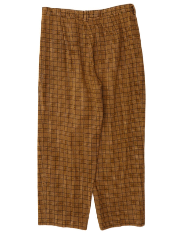 Pantaloni da abito vintage da uomo con pegging W30 L27 a quadri marroni
