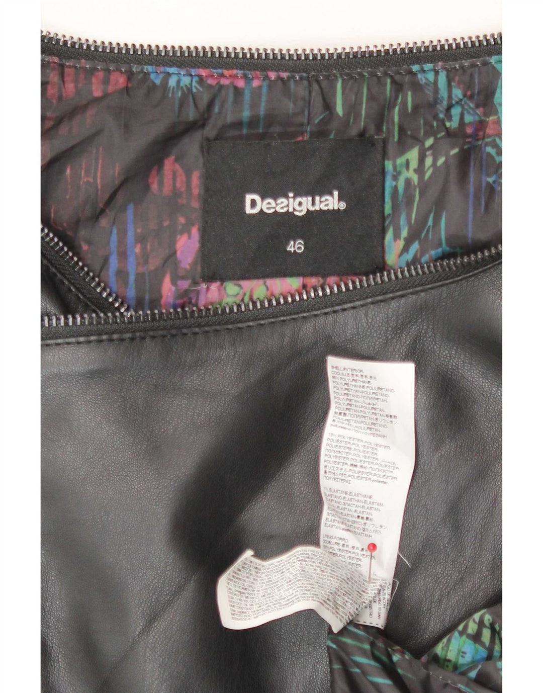 Desigual Giacca da motociclista da donna in ecopelle EU 46 XL Nero Poliuretano