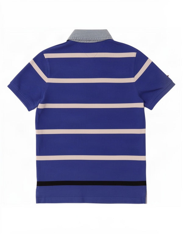 Polo da uomo slim fit Tommy Hilfiger di grandi dimensioni in cotone a righe blu