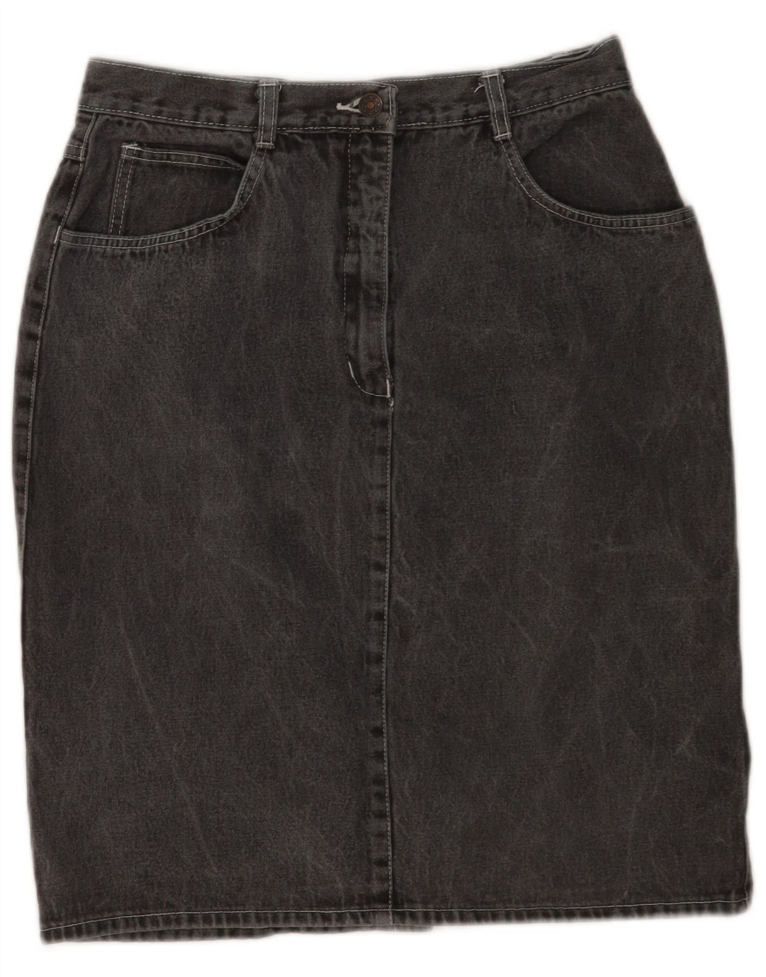 Gonna vintage in denim da donna IT 42 media W28 in cotone grigio