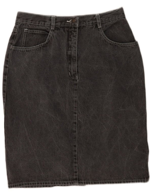 Gonna vintage in denim da donna IT 42 media W28 in cotone grigio