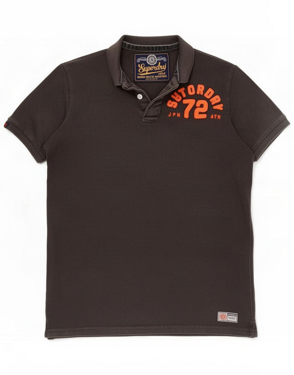 Polo da uomo con grafica Superdry Large in cotone grigio