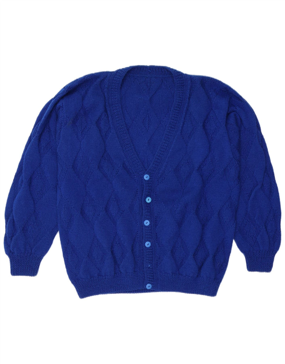 Maglione cardigan da uomo VINTAGE XL blu a rombi/diamante