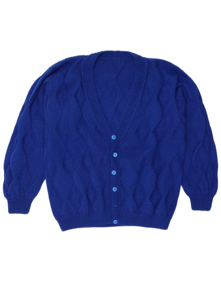 Maglione cardigan da uomo VINTAGE XL blu a rombi/diamante