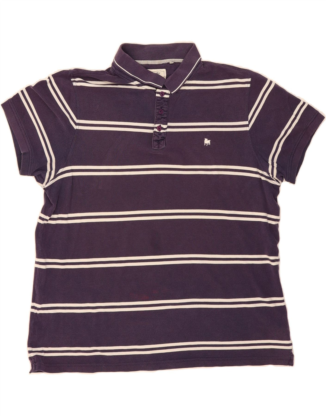 JASPER CONRAN Mens Polo Shirt 2XL Navy Blue Striped Cotton Vintage Jasper Conran and Second-Hand Jasper Conran from Messina Hembry 