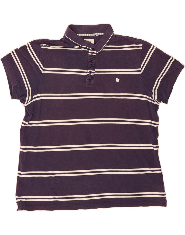 JASPER CONRAN Mens Polo Shirt 2XL Navy Blue Striped Cotton Vintage Jasper Conran and Second-Hand Jasper Conran from Messina Hembry 