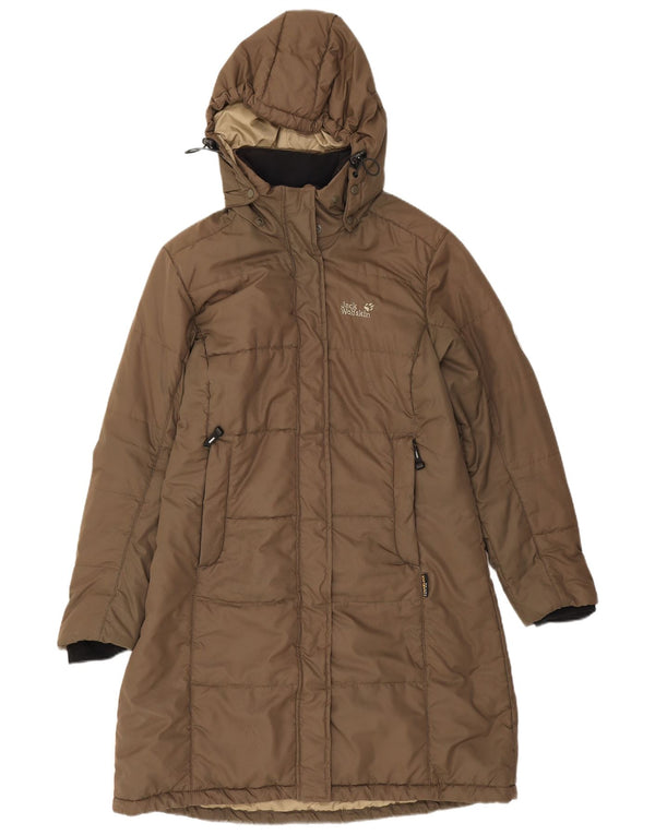 Jack Wolfskin Womens Hooded Padded Coat UK 16 Large Brown Polyester