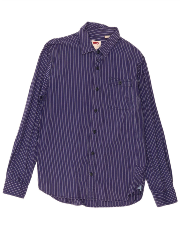 Camicia Levi's da uomo vestibilità standard piccola in cotone gessato blu navy