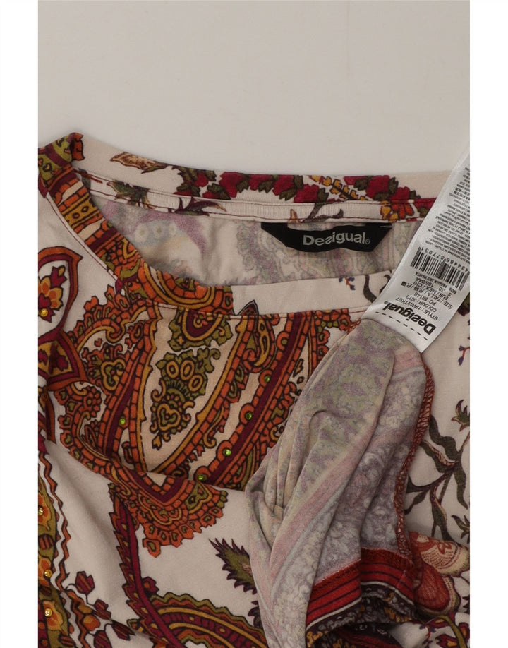 Desigual Womens Top manica 3/4 UK 10 piccolo multicolore Paisley viscosa