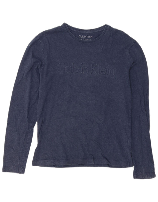 CALVIN KLEIN Top grafico da uomo a maniche lunghe piccolo in cotone blu navy