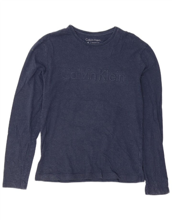 CALVIN KLEIN Top grafico da uomo a maniche lunghe piccolo in cotone blu navy