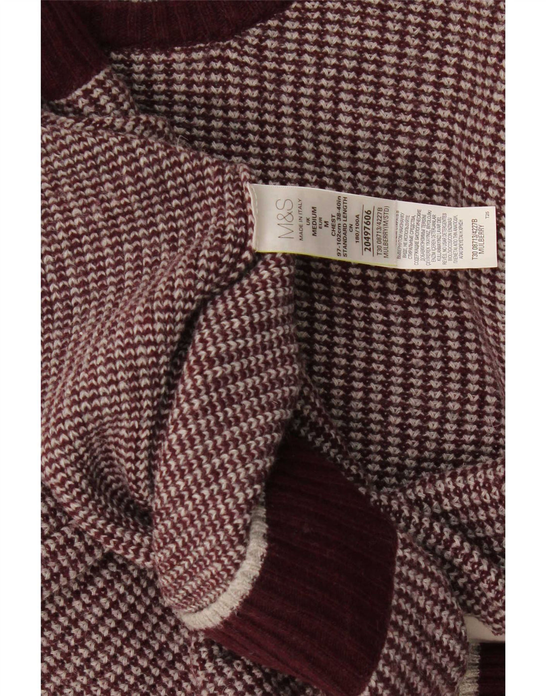 Maglione maglione girocollo da uomo Marks & Spencer in lana bordeaux media