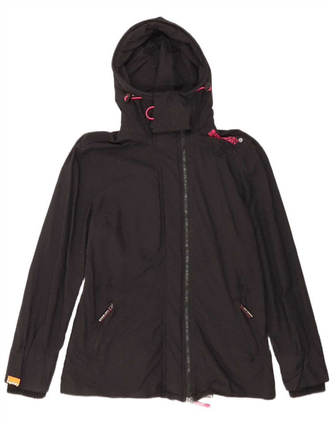 Giacca antipioggia da donna con cappuccio Superdry Windmac UK 18 XL nylon nero