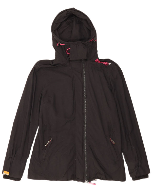 Giacca antipioggia da donna con cappuccio Superdry Windmac UK 18 XL nylon nero