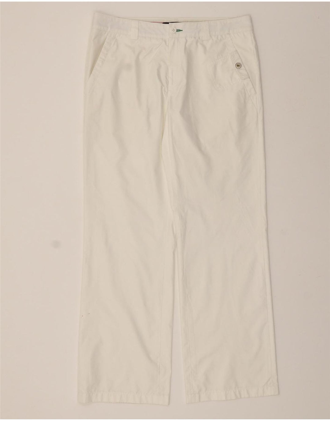 TOMMY HILFIGER Womens Straight Casual Trousers W32 L30 White Polyester Vintage Tommy Hilfiger and Second-Hand Tommy Hilfiger from Messina Hembry 