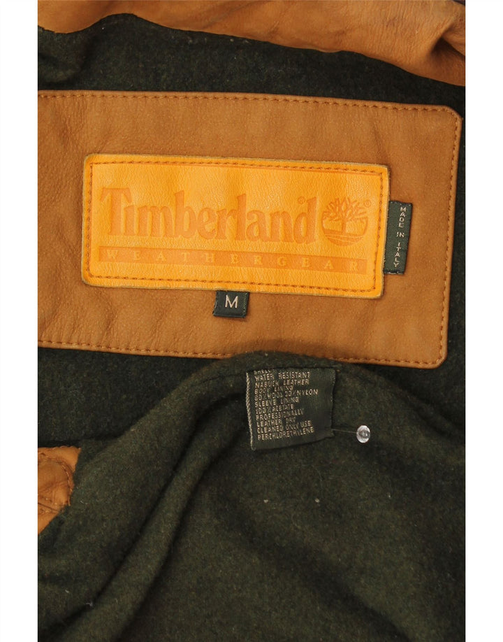 TIMBERLAND Mens Windbreaker Coat UK 38 Medium Brown Argyle/Diamond Leather Vintage Timberland and Second-Hand Timberland from Messina Hembry 