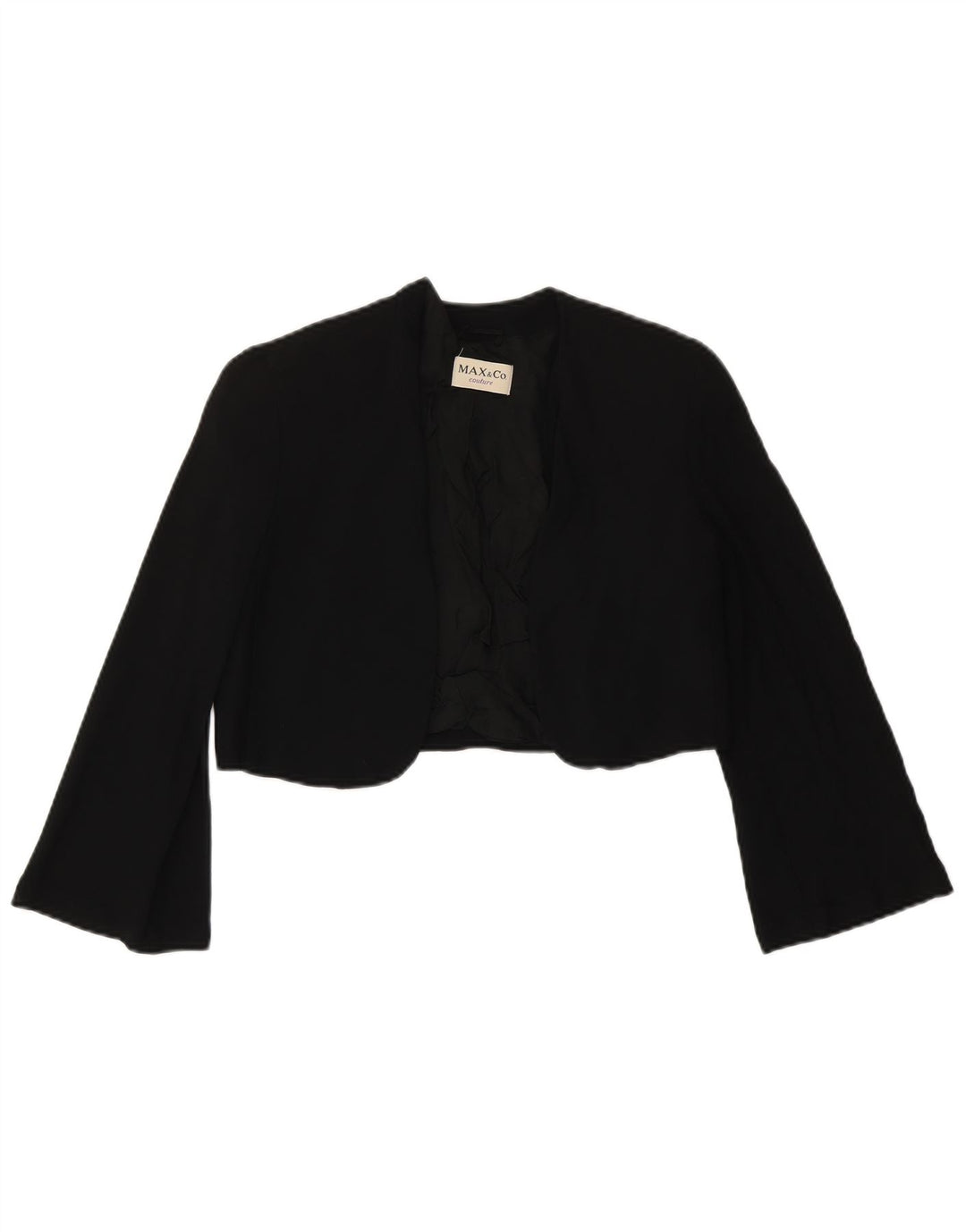 Max & Co. Giacca bolero aperta con maniche a 3/4 da donna Couture UK 10 piccola nera