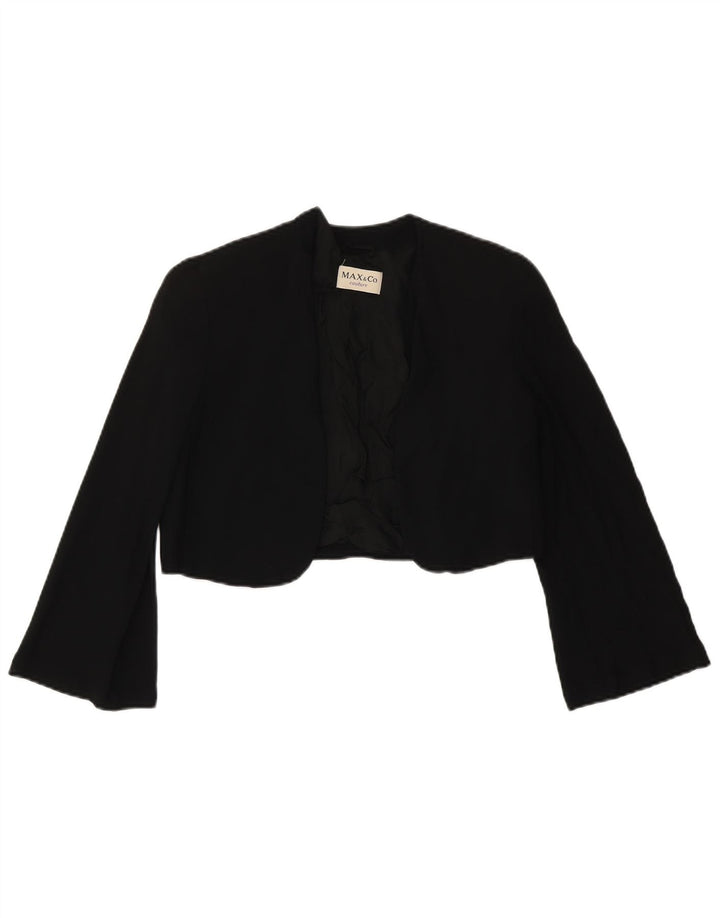 Max & Co. Giacca bolero aperta con maniche a 3/4 da donna Couture UK 10 piccola nera