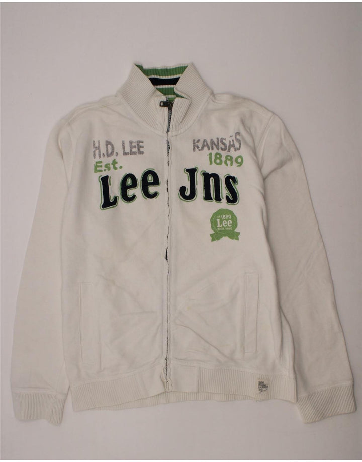LEE Boys Graphic Tracksuit Top Jacket 13-14 Years White Cotton Vintage Lee and Second-Hand Lee from Messina Hembry 