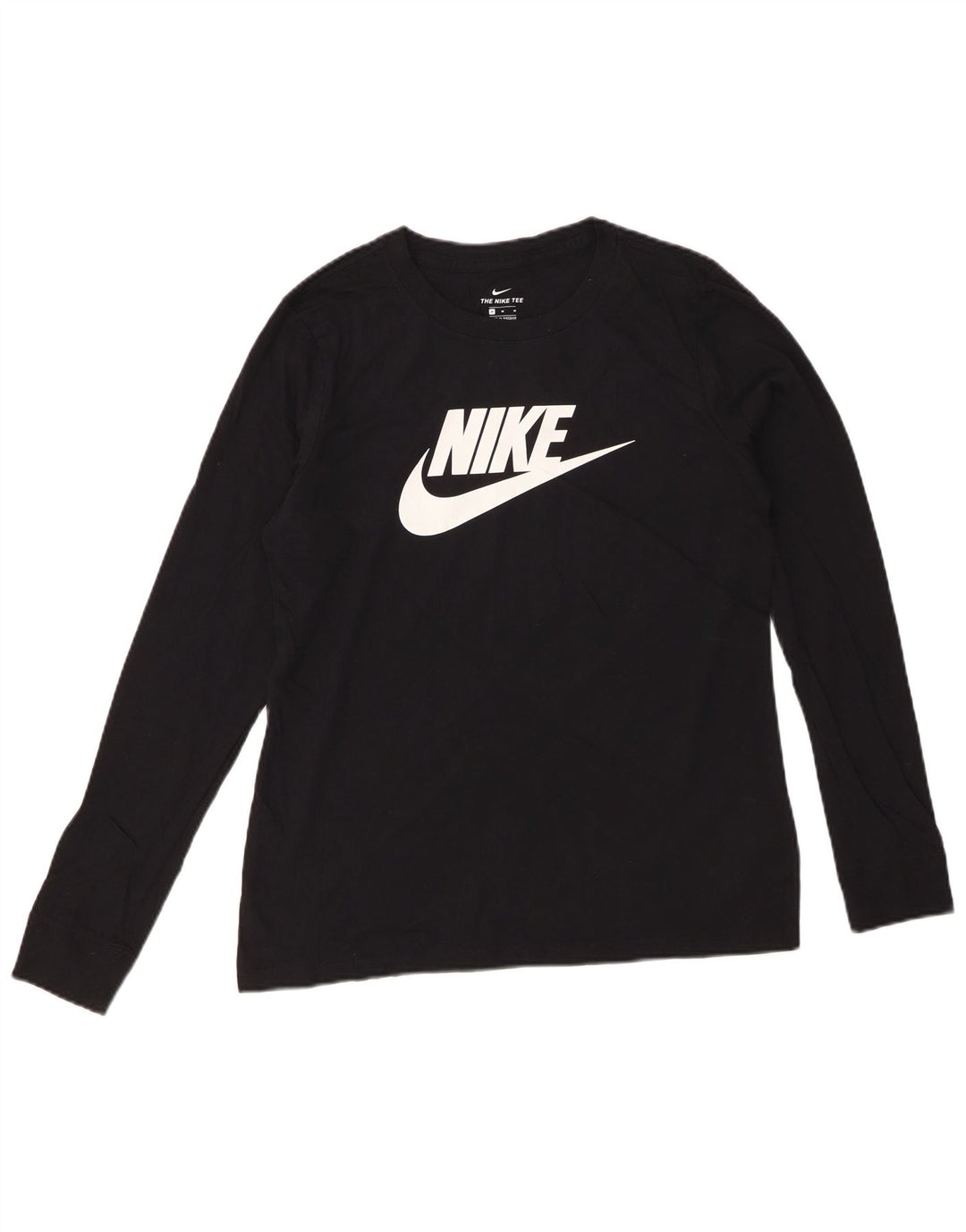 NIKE Top grafico da donna a maniche lunghe UK 14 cotone nero medio