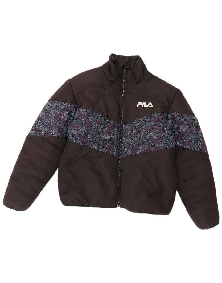 Giacca imbottita vestibilità ampia da donna Fila UK 14 poliestere Paisley nero medio