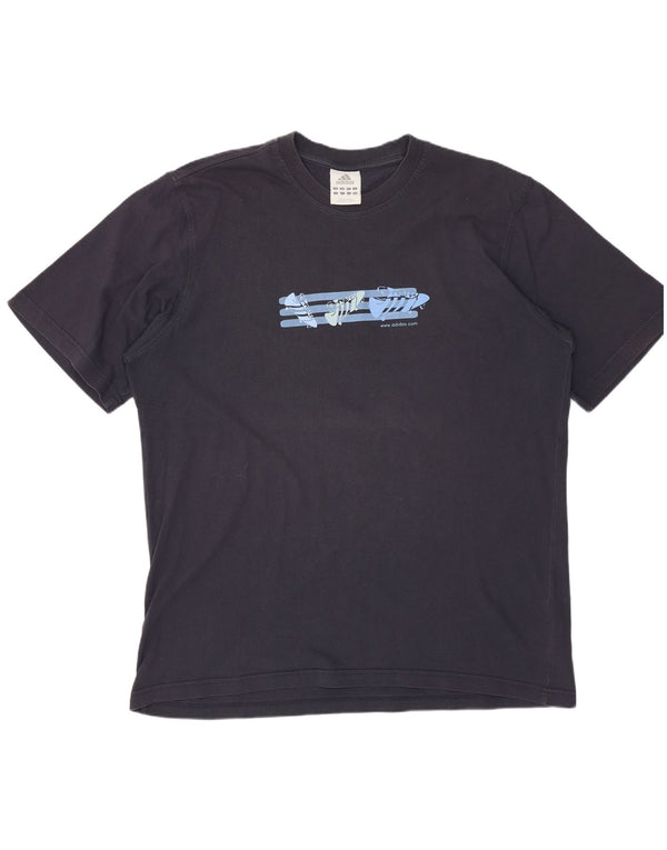 T-shirt grafica da uomo ADIDAS Top grande in cotone blu navy