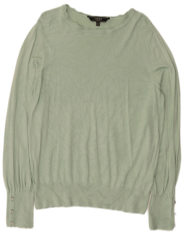 Maglione maglione con scollo a barca da donna Lipsy UK 16 grande viscosa verde