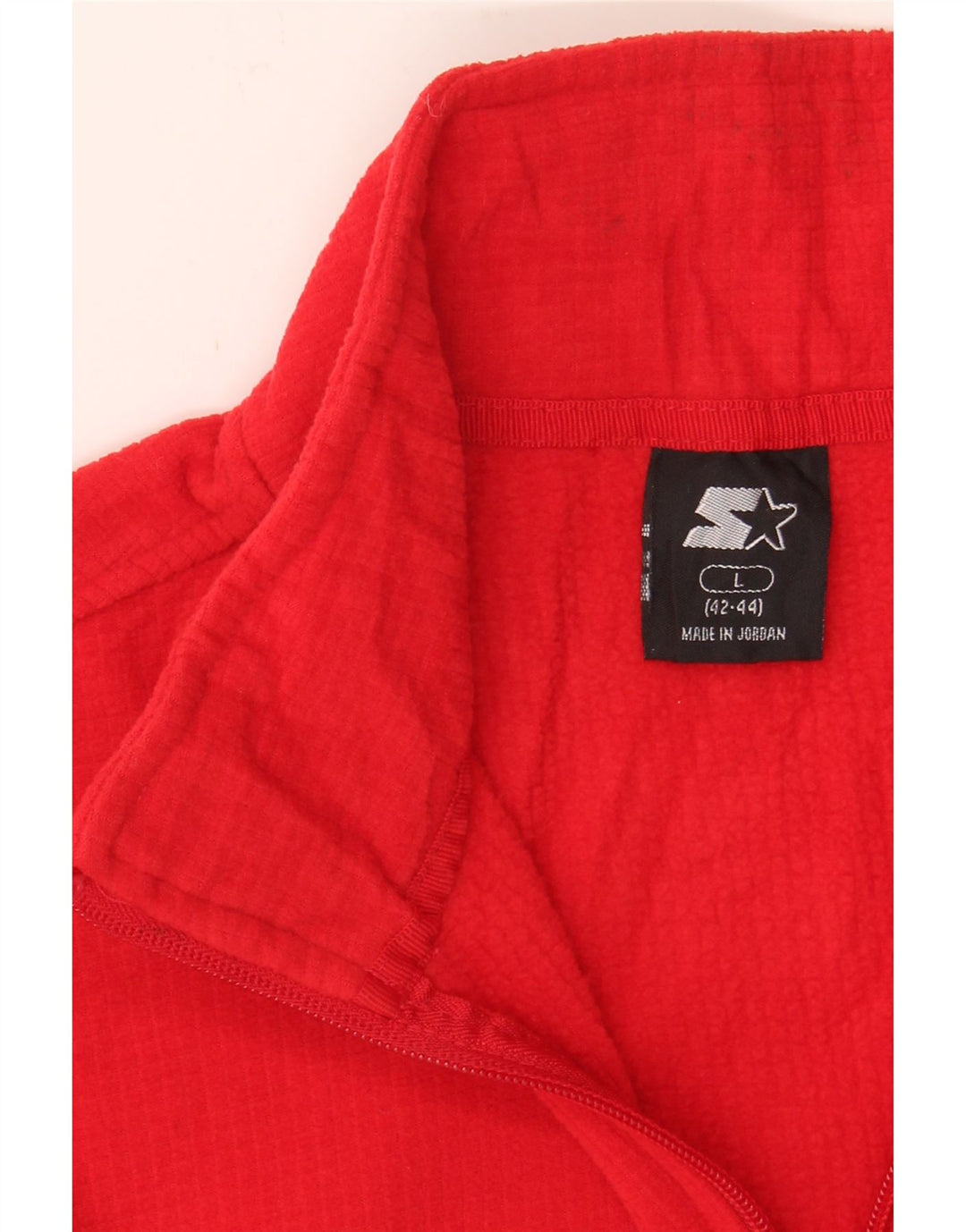 STARTER Mens Zip Neck Fleece Jumper UK 42/44 Large Red Polyester Vintage Starter and Second-Hand Starter from Messina Hembry 