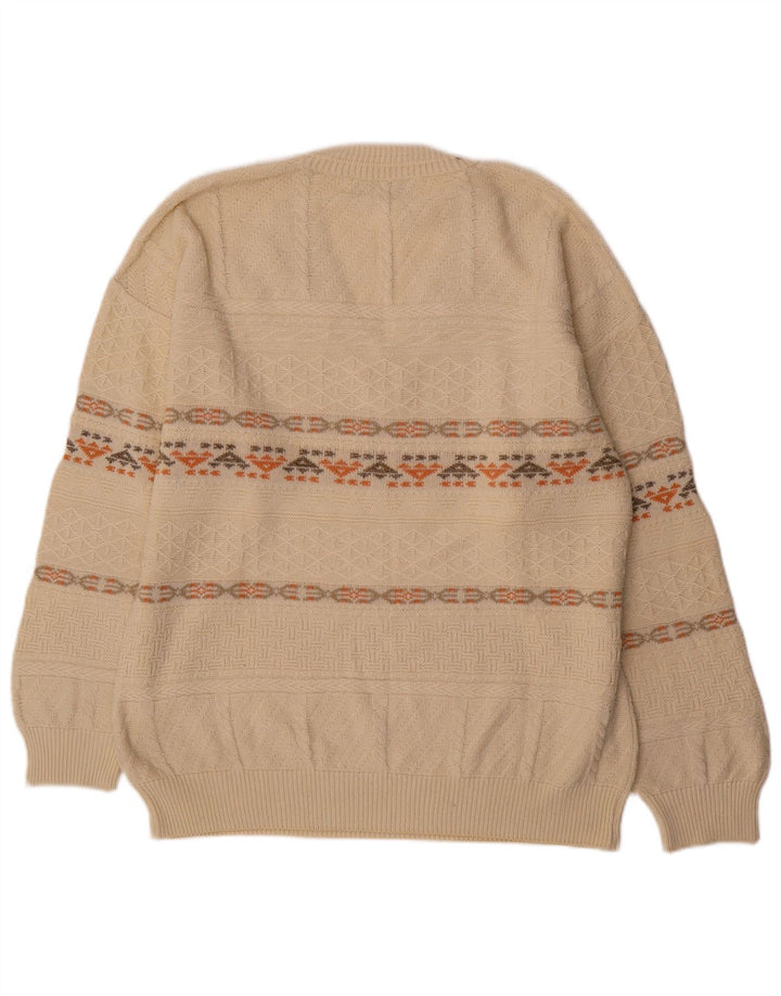 Maglione da uomo con scollo a V Il Granchio, grande beige geometrico