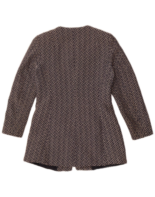 Giacca blazer da donna Zara UK 14 grande cotone screziato blu navy