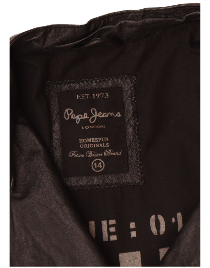 Giacca da motociclista in pelle da donna PEPE Jeans UK 14 Pelle nera media