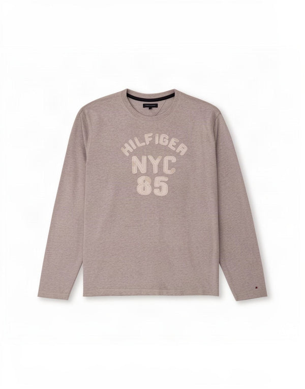 Tommy Hilfiger Maglietta grafica da bambino a maniche lunghe 15-16 anni in cotone mélange grigio