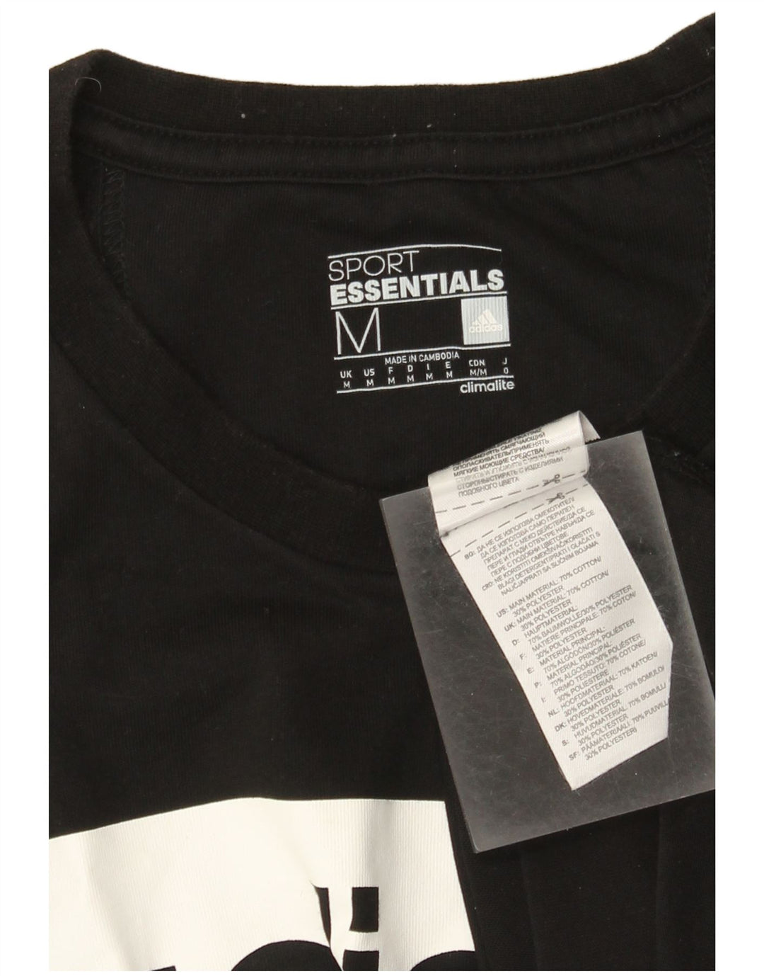 T-shirt grafica Adidas Climalite da uomo in cotone medio nero