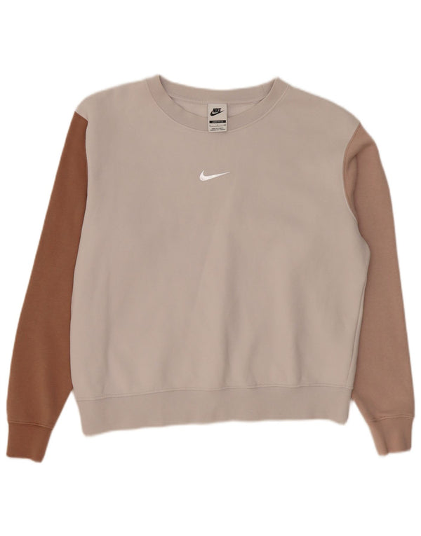 Felpa da donna Nike Loose Fit, maglione UK 10 Small Beige Colourblock