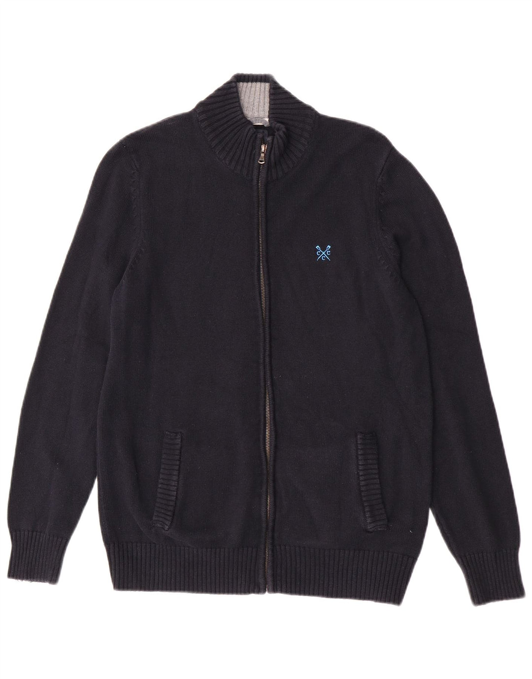 Crew Clothing Maglione cardigan da uomo in cotone medio blu navy