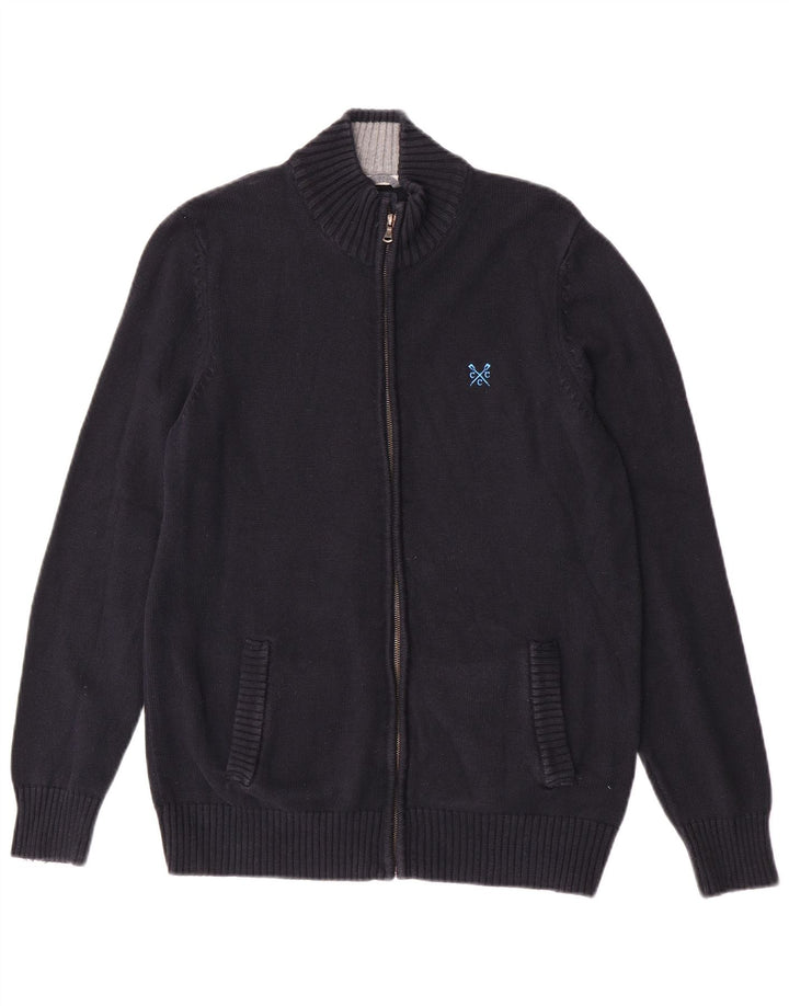 Crew Clothing Maglione cardigan da uomo in cotone medio blu navy