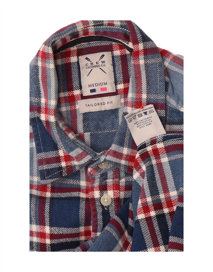 Crew Clothing Camicia da uomo in flanella dal taglio sartoriale, cotone a quadri blu medio