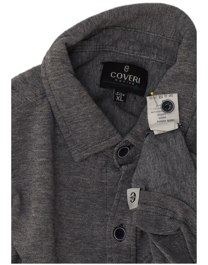 Camicia a maniche corte da uomo Coveri XL in cotone grigio