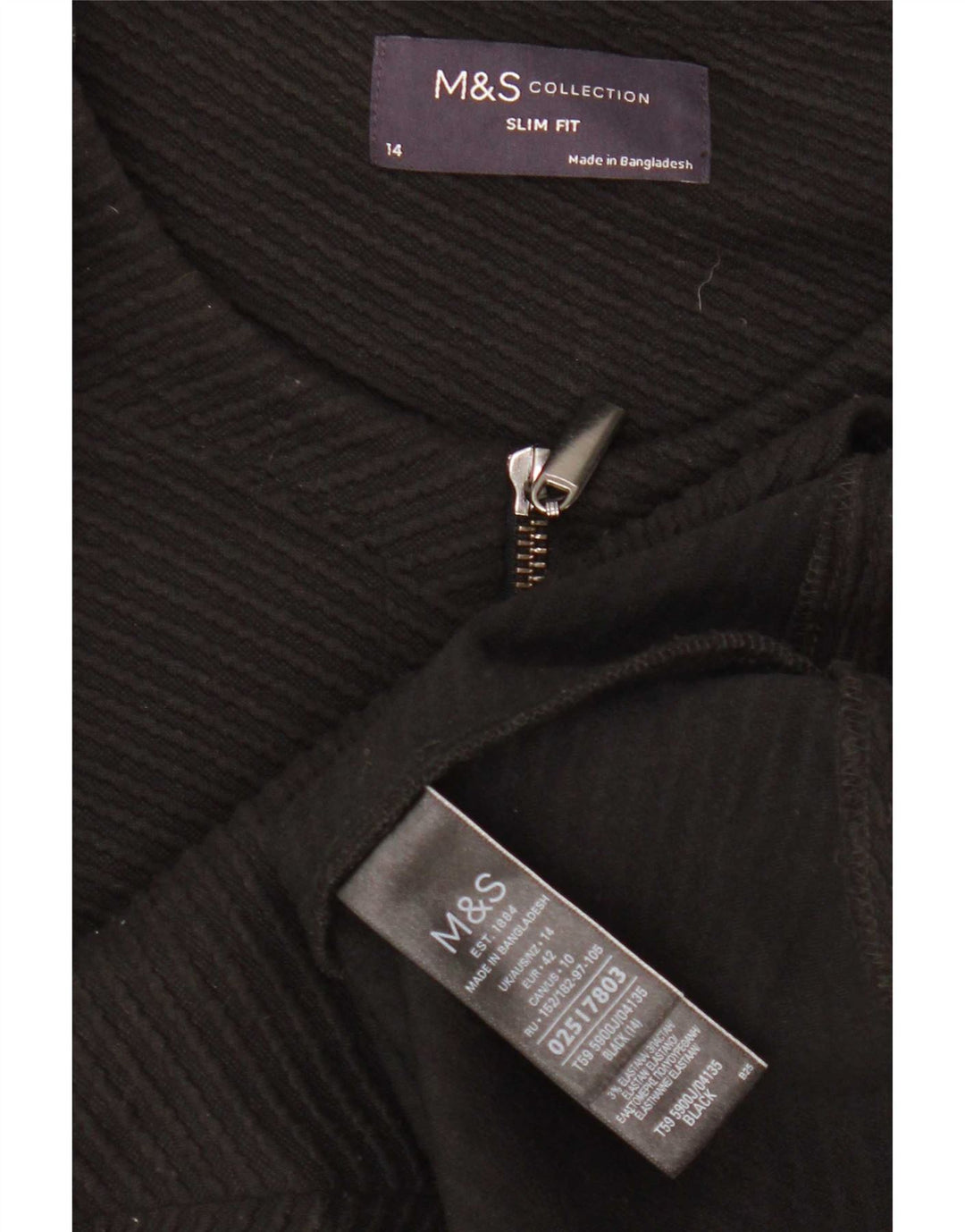 Giacca blazer con zip intera Marks & Spencer da donna UK 14 media nera