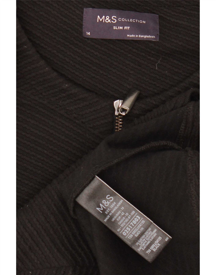 Giacca blazer con zip intera Marks & Spencer da donna UK 14 media nera
