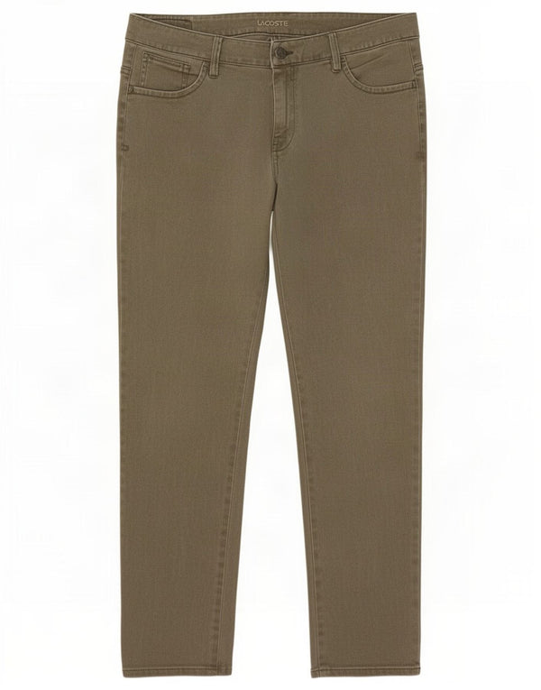 Jeans slim da donna Lacoste taglia 46 grande W34 L28 cotone kaki