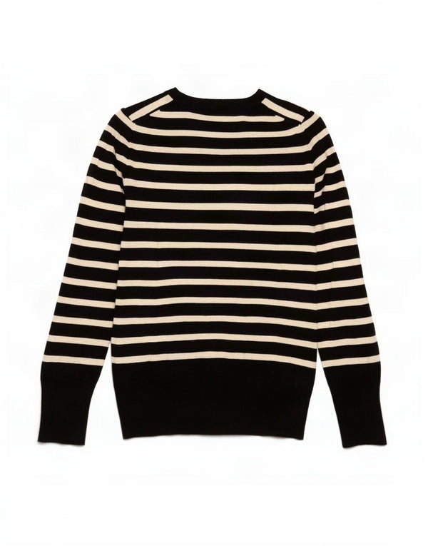 Maglione Zara da donna con scollo a barca UK 12 Viscosa a righe nere medie