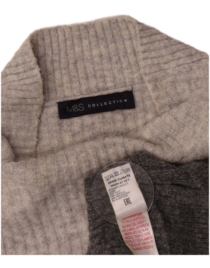 Maglione maglione a collo alto da donna Marks & Spencer UK 18 XL grigio screziato