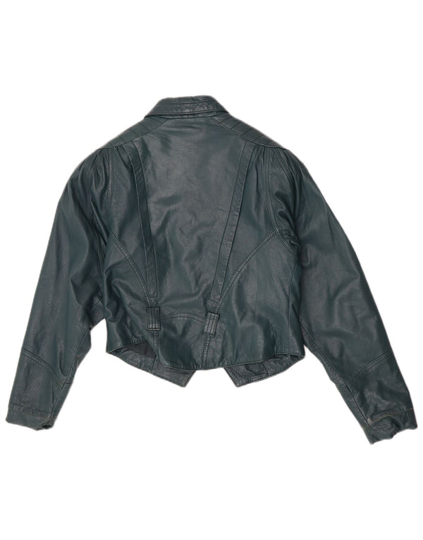 Giacca in pelle corta da donna vintage EU 36 piccola pelle verde